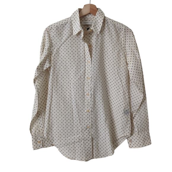 Raleigh Denim Workshop Women's Top Cream Gray Polka Dot Small Button Down USA - Picture 1 of 7